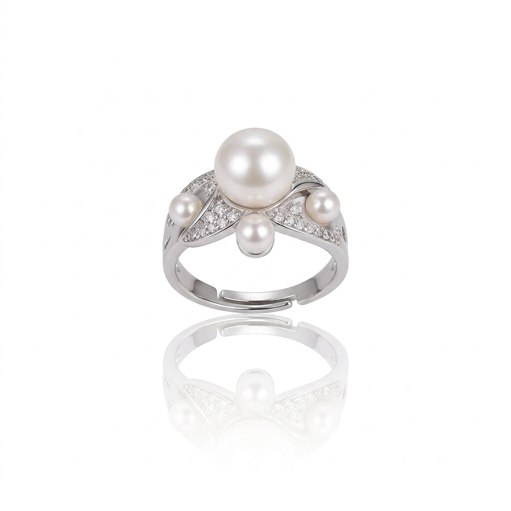 S925 Silver - White Freshwater Pearl Ring | 10–11mm AAA Grade | Near Round Pearl