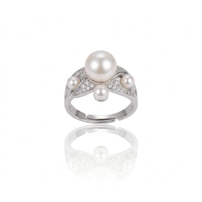 S925 Silver - White Freshwater Pearl Ring | 10–11mm AAA Grade | Near Round Pearl