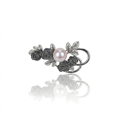 Alloy - White Near-Round Freshwater Pearl Brooch | 9–10mm AA Grade