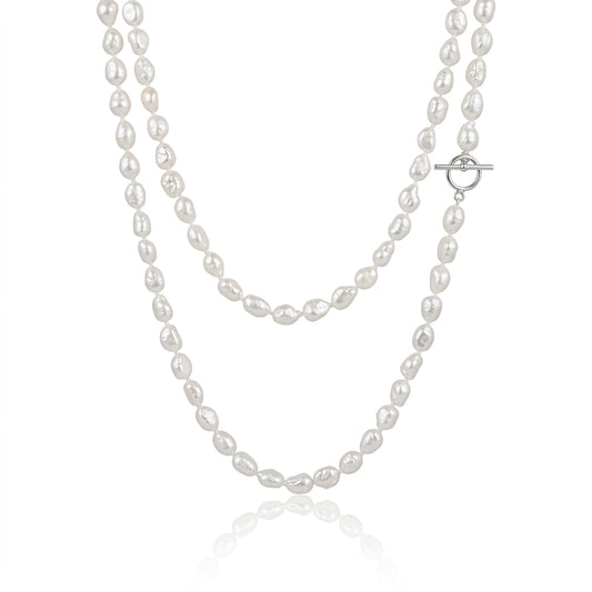 S925 Silver - White Freshwater Pearl Necklace | 7–8mm AAA Grade
