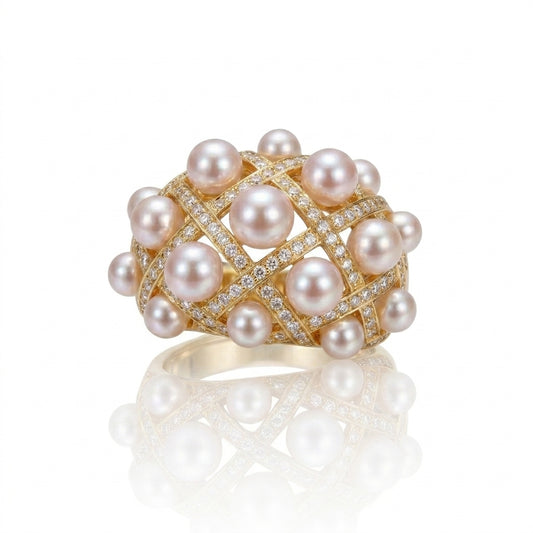 18K Gold & Natural Diamond - Akoya Pearl Stud Earrings | 3–3.5mm AAAA Grade