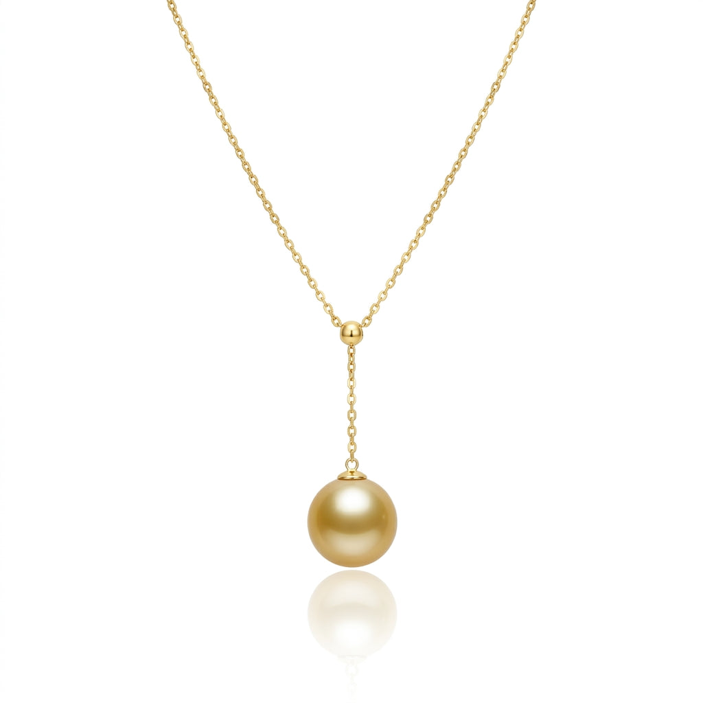 18K Gold - South Sea Golden Pearl Y Necklace | 10–11mm AAA Grade
