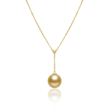 18K Gold - South Sea Golden Pearl Y Necklace | 10–11mm AAA Grade
