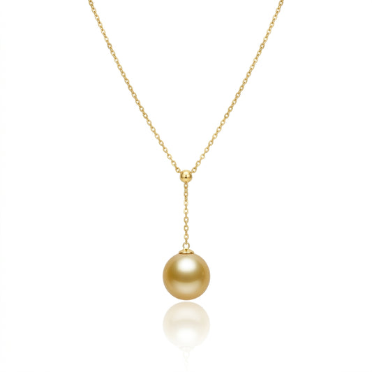 18K Gold - South Sea Golden Pearl Y Necklace | 10–11mm AAA Grade