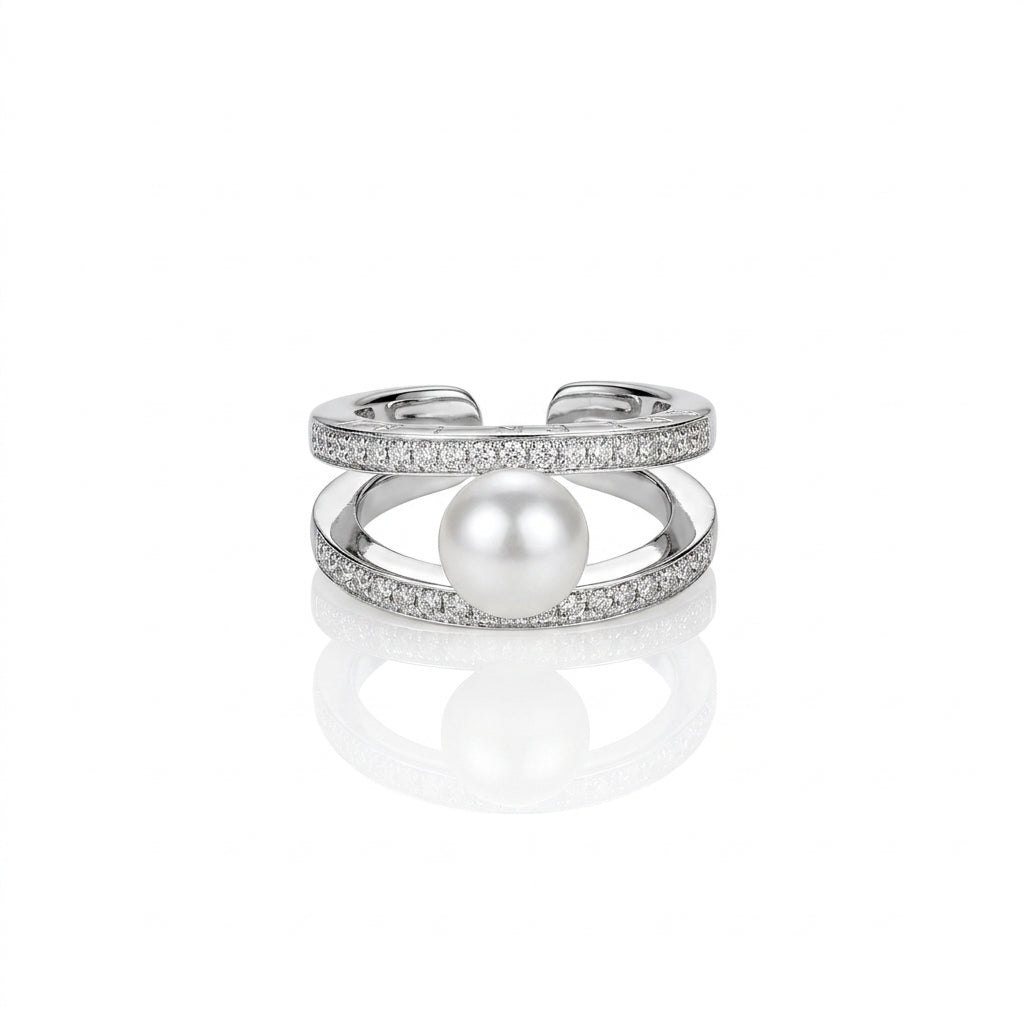 S925 Silver - White Freshwater Pearl Ring | 8–9mm AAAA Grade