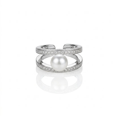S925 Silver - White Freshwater Pearl Ring | 8–9mm AAAA Grade