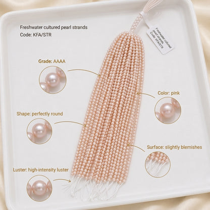 Pink Freshwater Pearl Strand | 3–4mm AAAA Grade