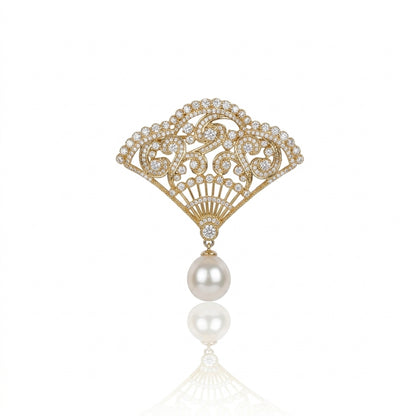 Australian White South Sea Pearl Brooch | 11–12mm AAA Grade | Near-Round Pearl