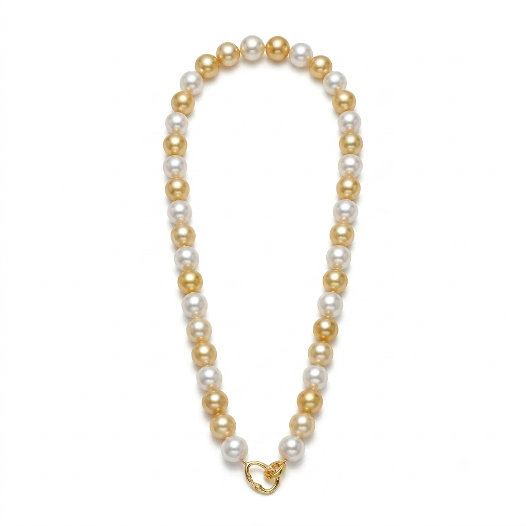 18K Gold - South Sea Golden Pearl Necklace & Bracelet Set