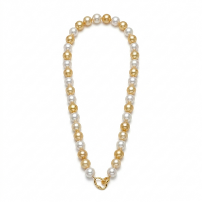 18K Gold - South Sea Golden Pearl Necklace & Bracelet Set