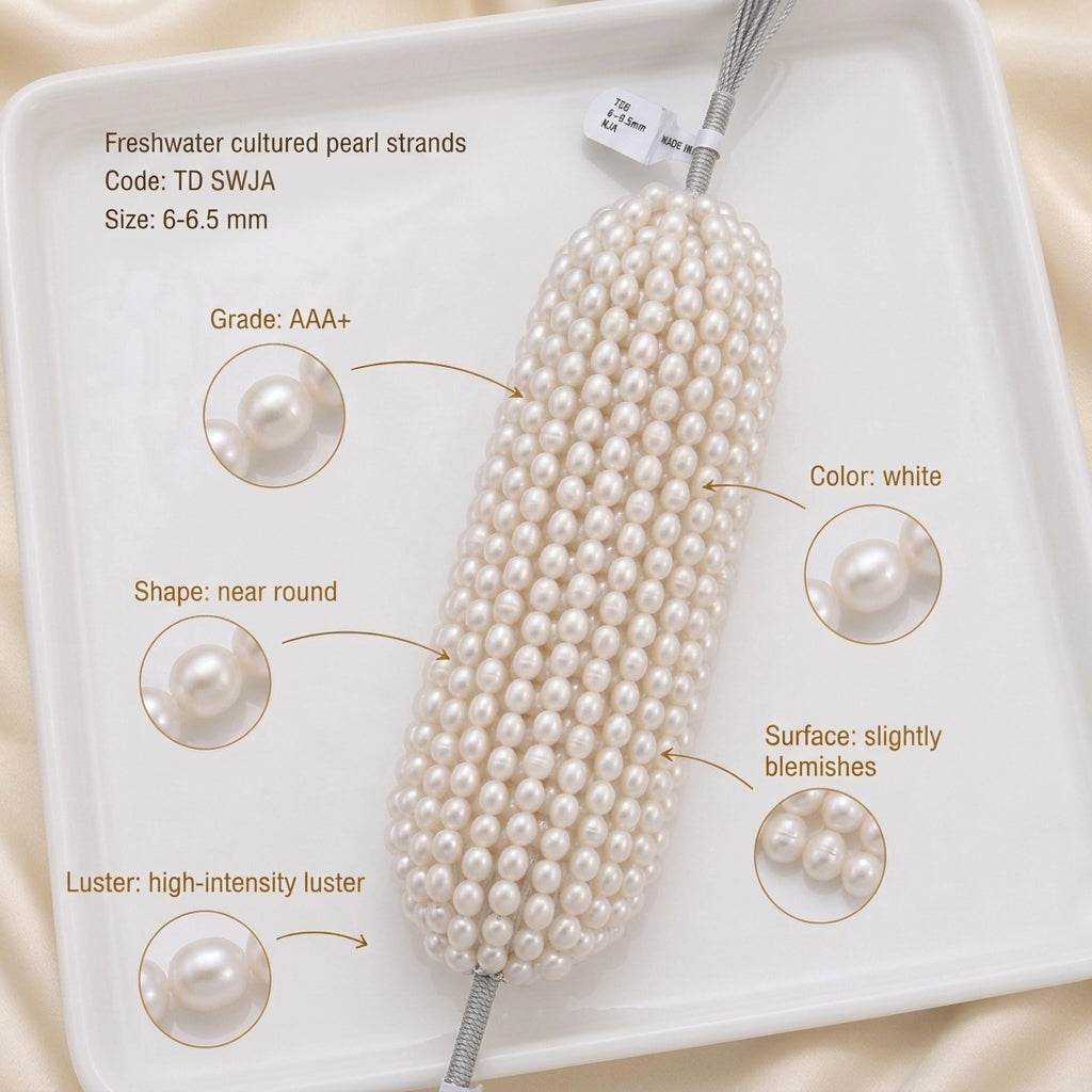 White Freshwater Pearl Strand | 6–6.5mm AAA+ Grade
