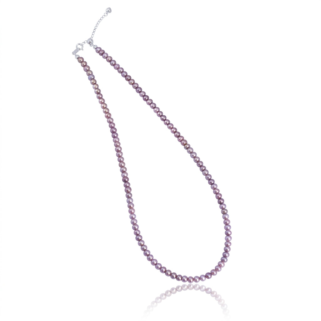 S925 Silver - Purple Freshwater Pearl Necklace | 4–5mm