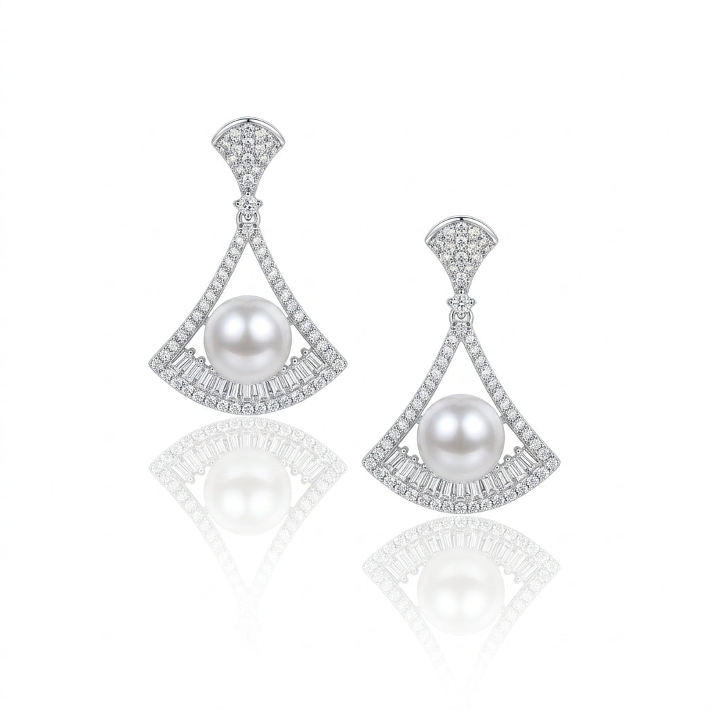 Alloy - White Freshwater Pearl Earrings | 8mm AAA Grade
