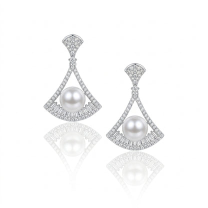 Alloy - White Freshwater Pearl Earrings | 8mm AAA Grade