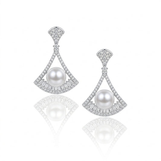 Alloy - White Freshwater Pearl Earrings | 8mm AAA Grade