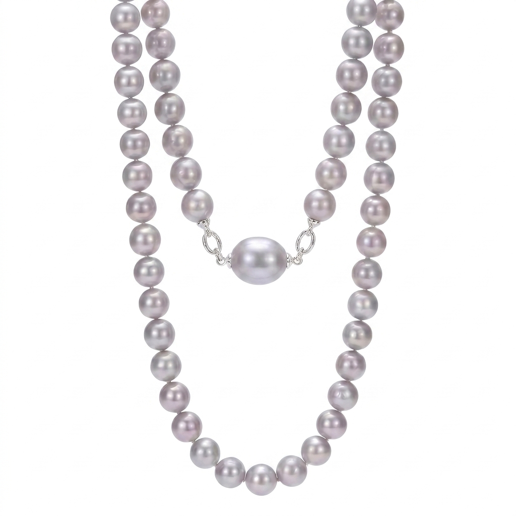 18K White Gold - Saltwater Akoya & Australian White Baroque Pearl Necklace