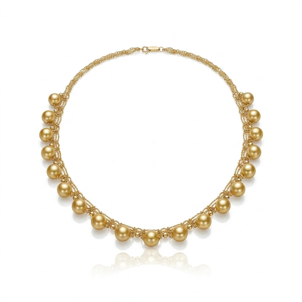18K Gold - South Sea Golden Pearl Necklace | 6.5–9mm AAAA Grade