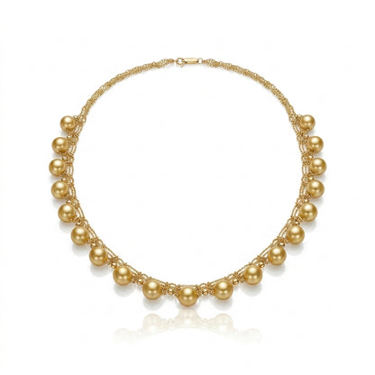 18K Gold - South Sea Golden Pearl Necklace | 6.5–9mm AAAA Grade