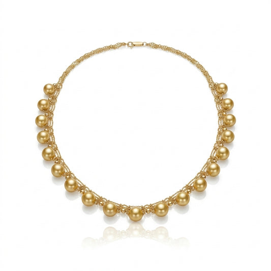 18K Gold - South Sea Golden Pearl Necklace | 6.5–9mm AAAA Grade
