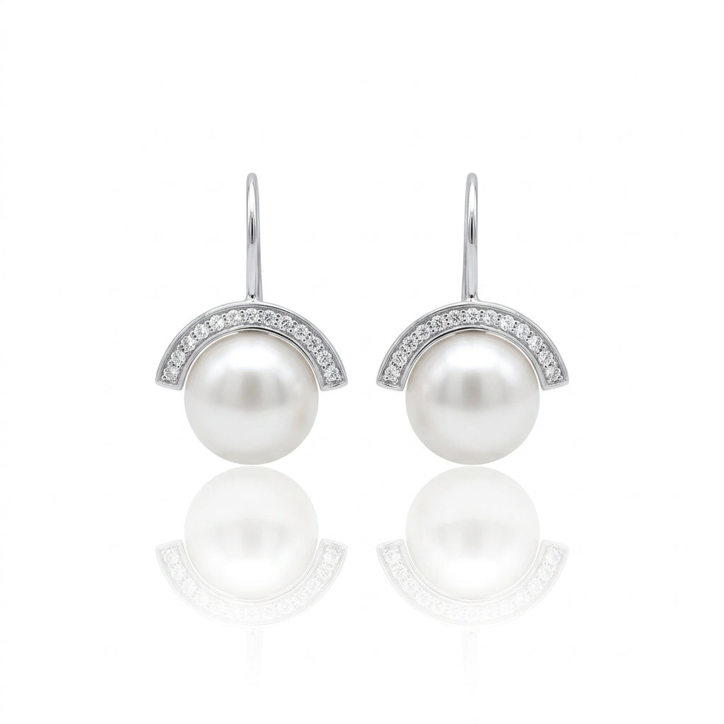 S925 Silver - White Freshwater Pearl Stud Earrings | 9–10mm AAAA Grade