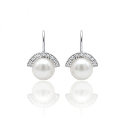 S925 Silver - White Freshwater Pearl Stud Earrings | 9–10mm AAAA Grade