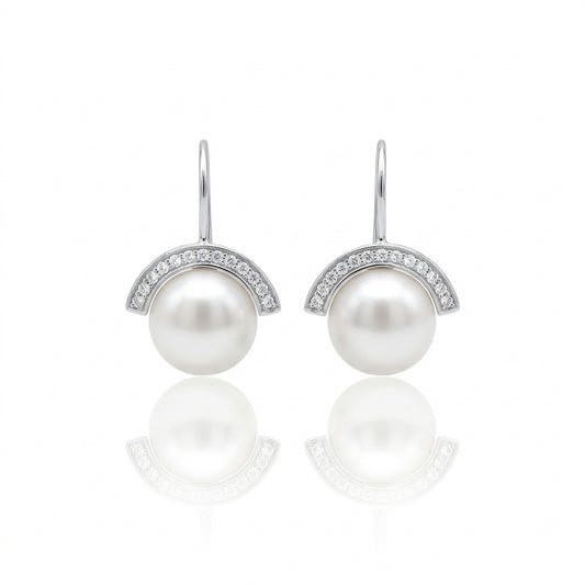 S925 Silver - White Freshwater Pearl Stud Earrings | 9–10mm AAAA Grade