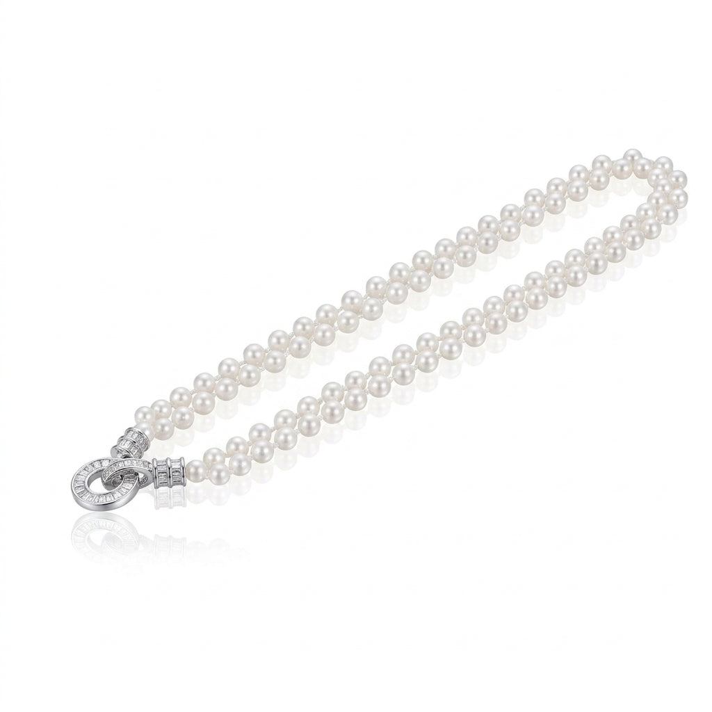 S925 Silver - Knotted Freshwater Pearl Necklace | 3–4mm