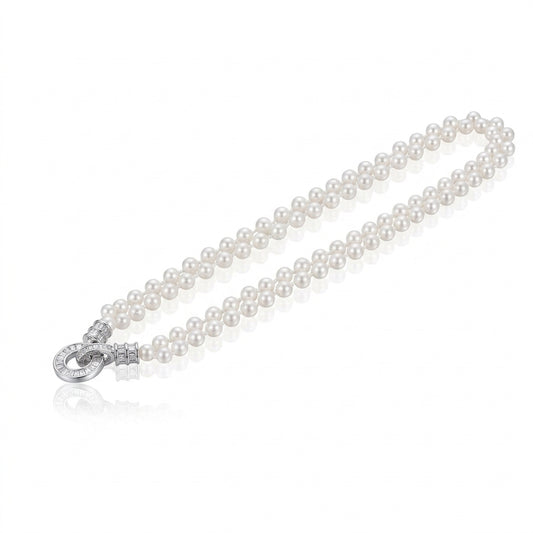 S925 Silver - Knotted Freshwater Pearl Necklace | 3–4mm