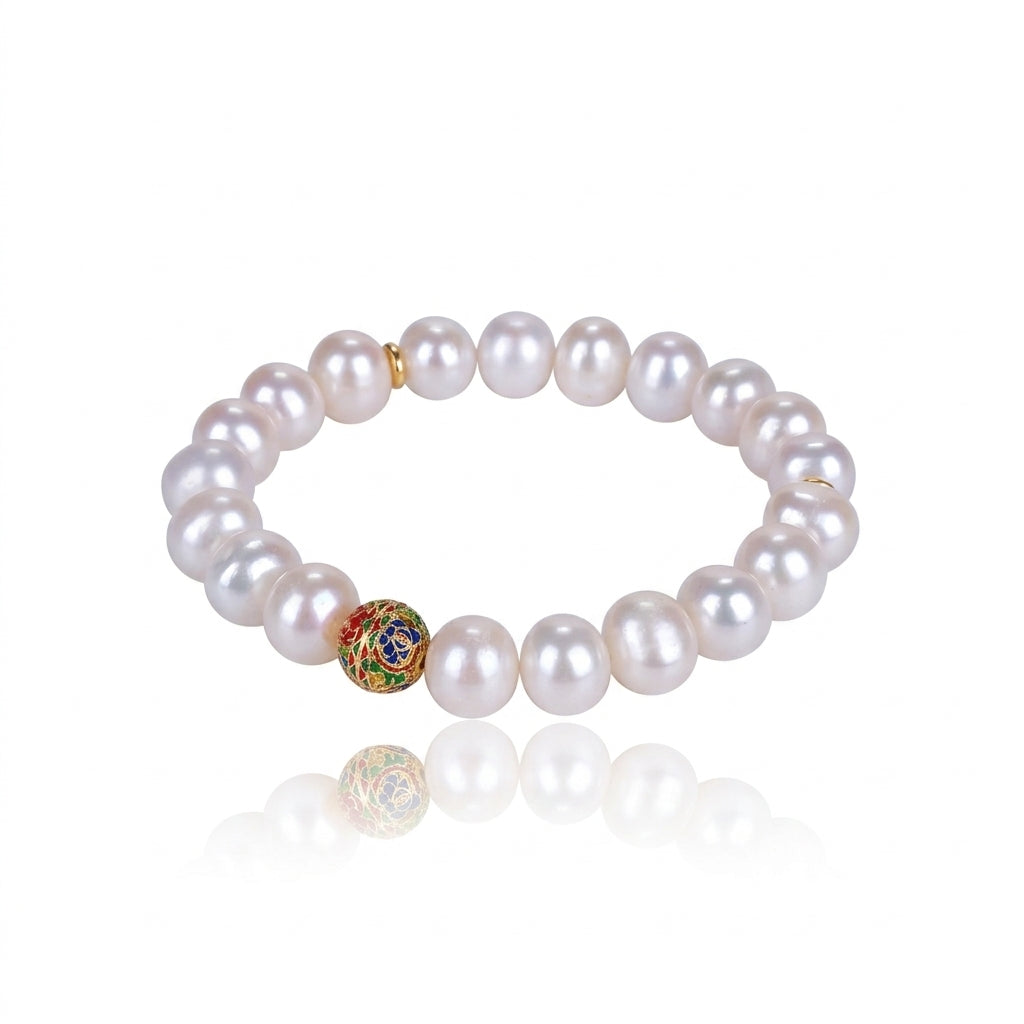 S925 Silver - White Freshwater Pearl Bracelet | 9–11mm AAA Grade