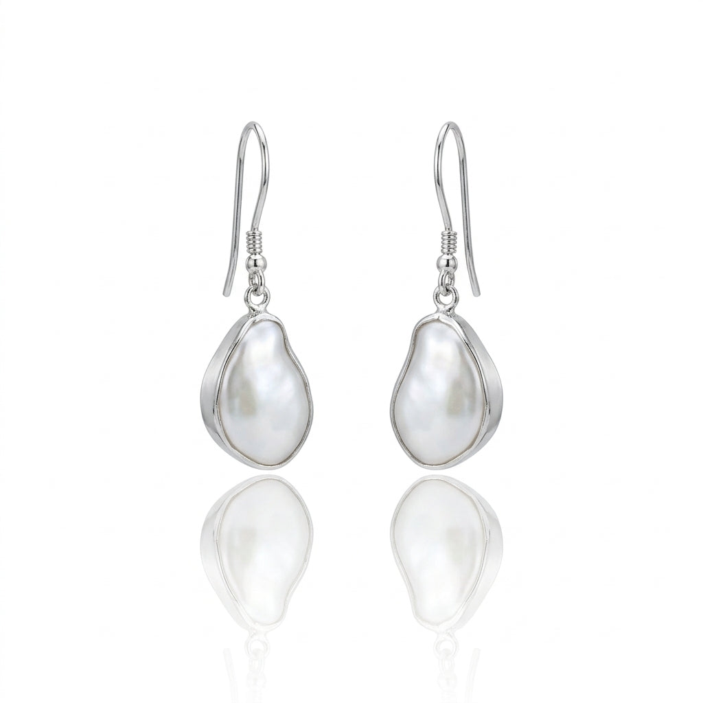S925 Silver - White Keshi Freshwater Pearl Jewelry | 9–10mm AAA Grade