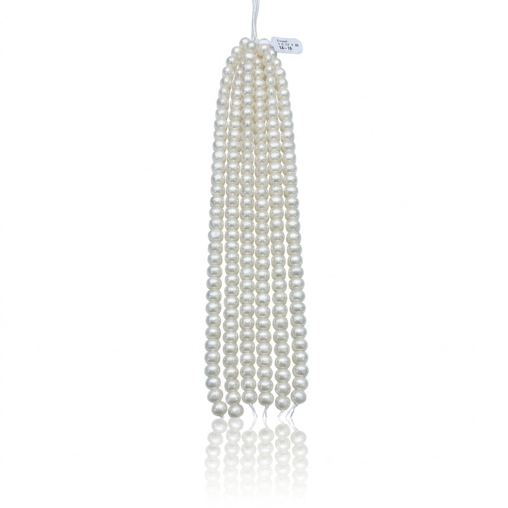 White Bread-Shaped (Button) Freshwater Pearl Strand | 9–10mm AA Grade | Per Strand