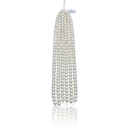 White Bread-Shaped (Button) Freshwater Pearl Strand | 9–10mm AA Grade | Per Strand