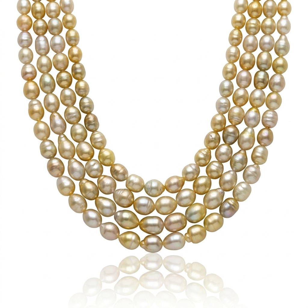 Light Gold & White Gradient Saltwater Pearl Strand | 9–12mm AA Grade