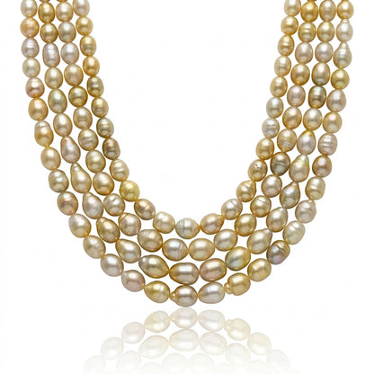 Light Gold & White Gradient Saltwater Pearl Strand | 9–12mm AA Grade