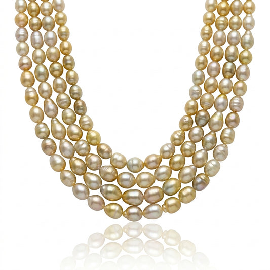 Light Gold & White Gradient Saltwater Pearl Strand | 9–12mm AA Grade