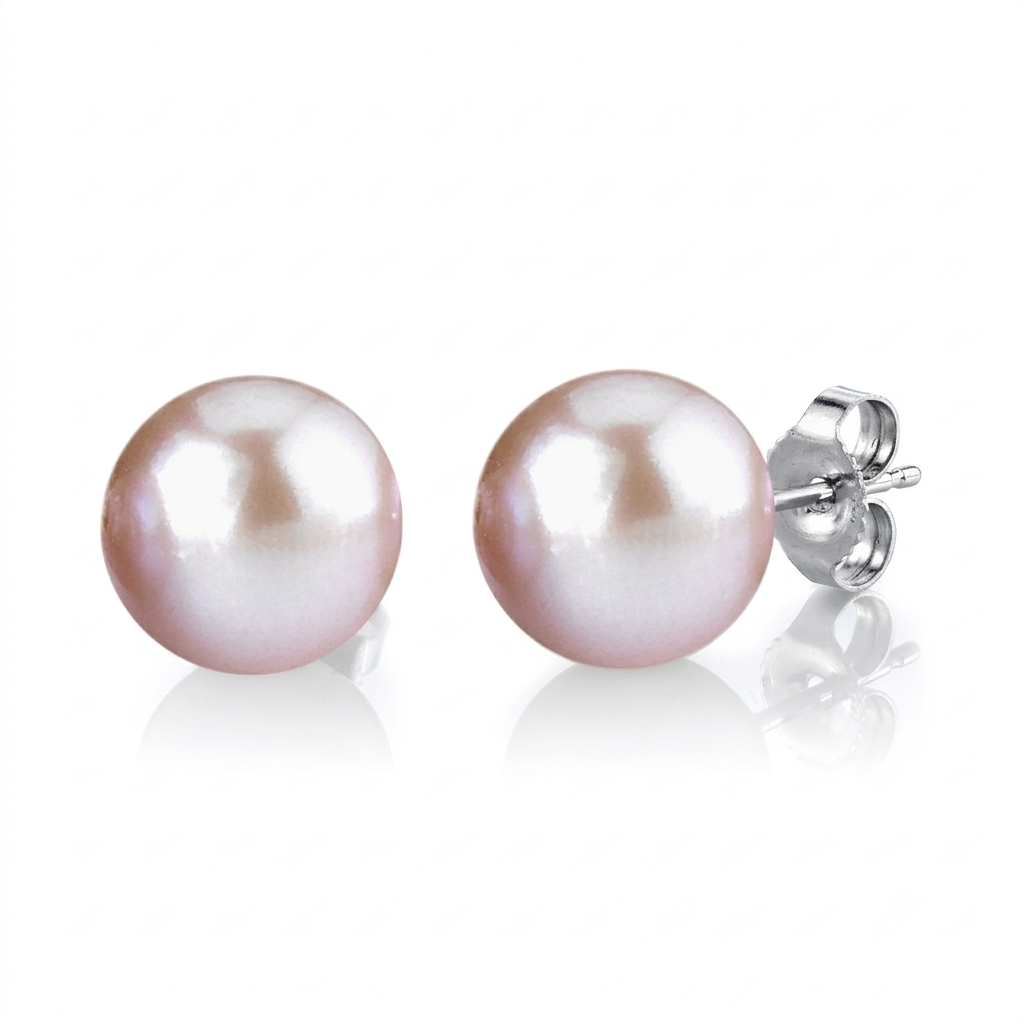 S925 Silver - Pink Edison Pearl Stud Earrings