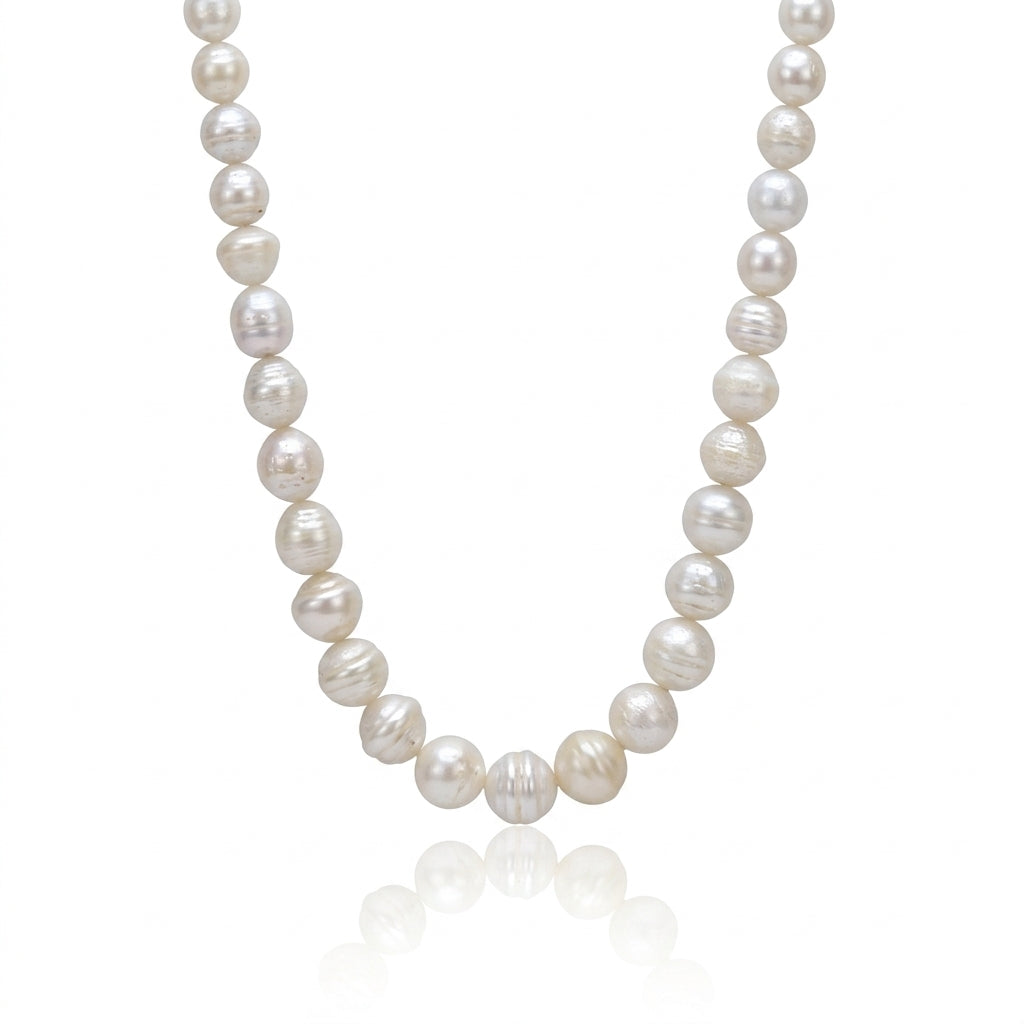 White Saltwater Circled Pearl Strand | 11–15mm AA Grade