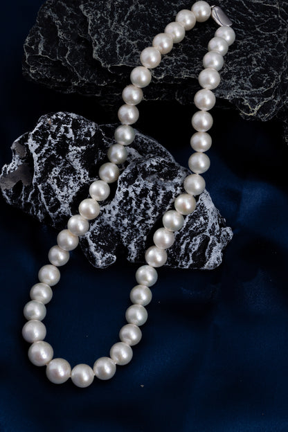 S925 Silver - Freshwater Pearl Double-Layered Sweater Necklace | 9–10mm