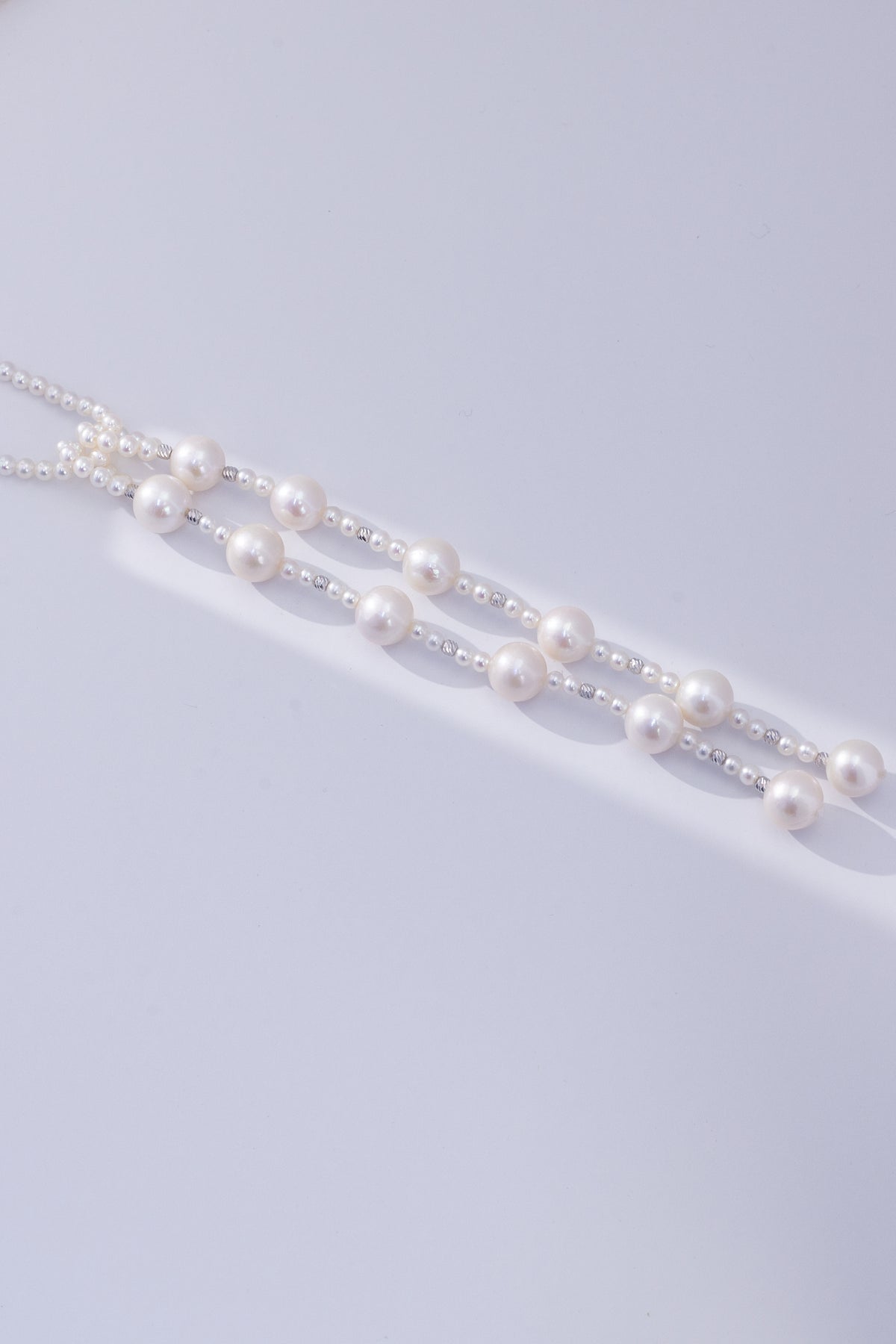 S925 Silver - Freshwater Pearl Lariat Necklace | 3–4mm & 9–10mm