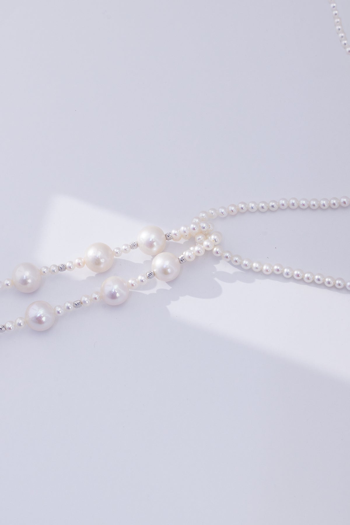 S925 Silver - Freshwater Pearl Lariat Necklace | 3–4mm & 9–10mm