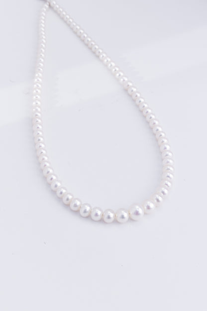 S925 Silver - Moonlit Gradient Freshwater Pearl Necklace | 3–10mm AAA Grade