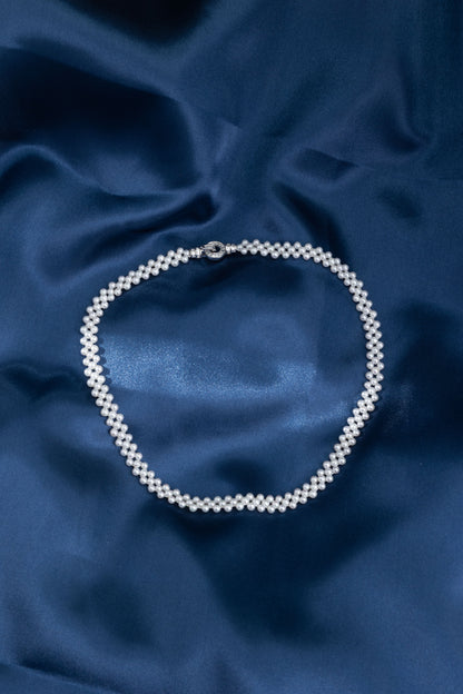 S925 Silver - Knotted Freshwater Pearl Necklace | 3–4mm