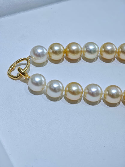 18K Gold - South Sea Golden Pearl Necklace & Bracelet Set