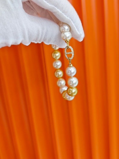 18K Gold - South Sea Golden Pearl Necklace & Bracelet Set