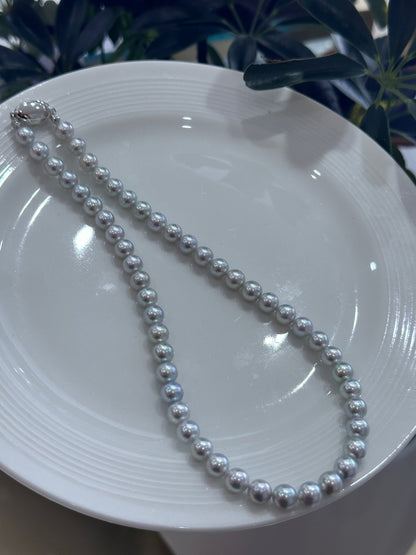 S925 Silver - Akoya Gray Pearl Necklace