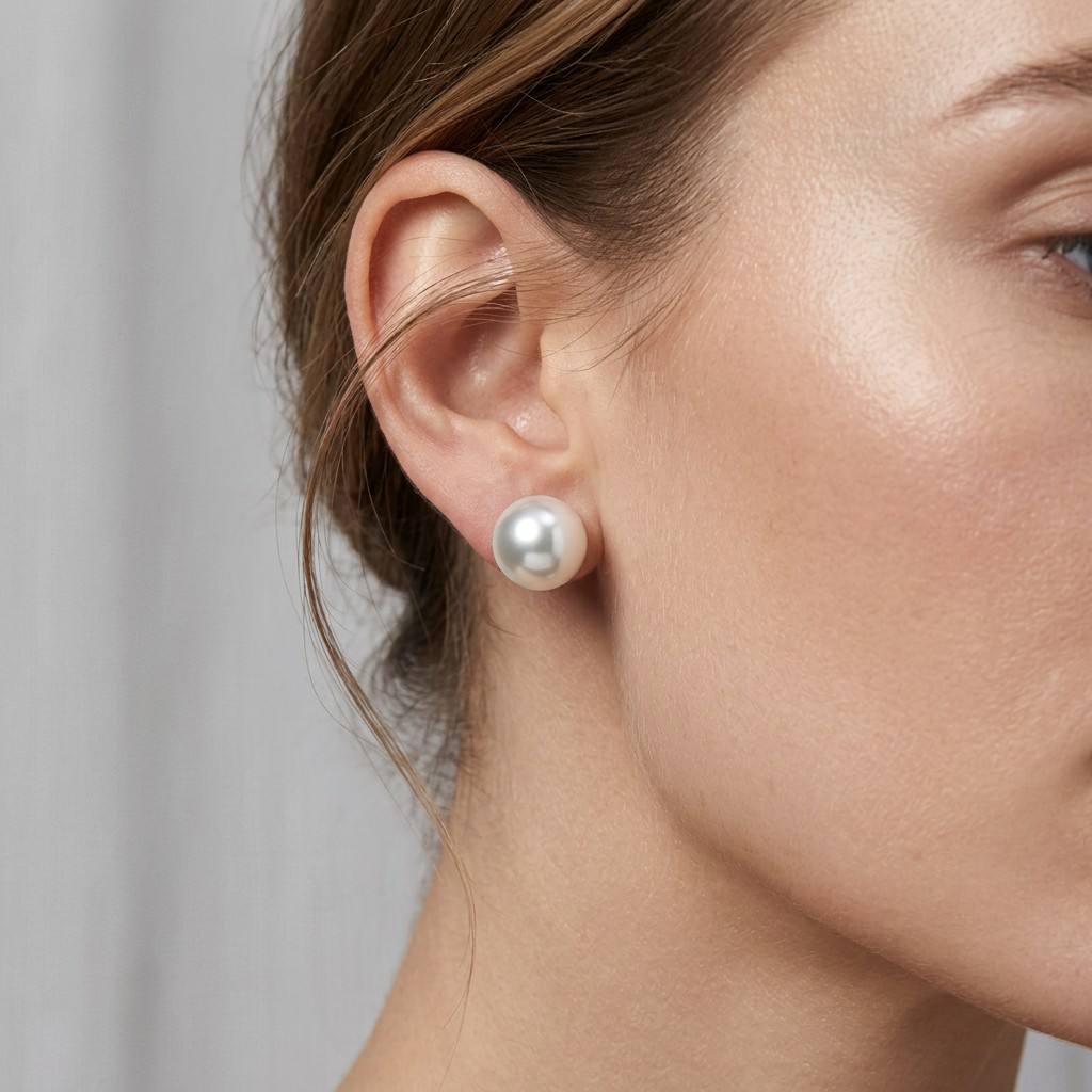 S925 Silver White Edison Pearl Stud Earrings | 12–13mm AAA Grade