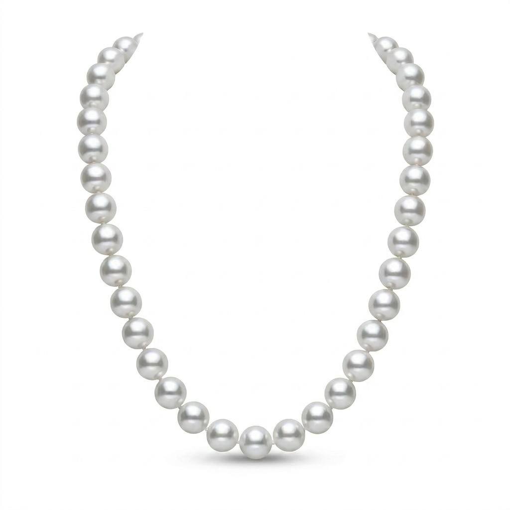 S925 Silver White Freshwater Pearl Necklace | 8–9.5mm AAAA Grade