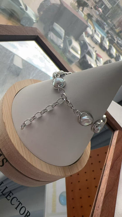 S925 Silver - Freshwater Baroque Pearl Bracelet | 8–10mm AAA Grade