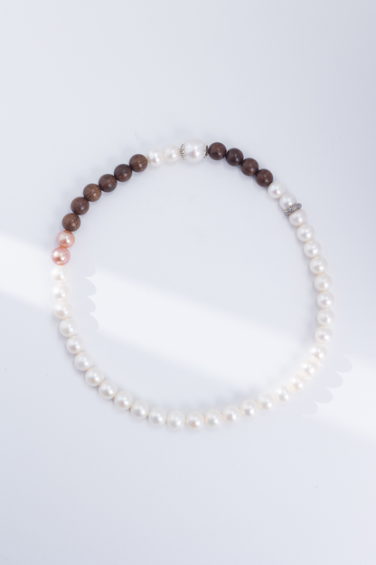 S925 Silver & Sandalwood - Freshwater Pearl Bracelet | 7–12mm AAA Grade