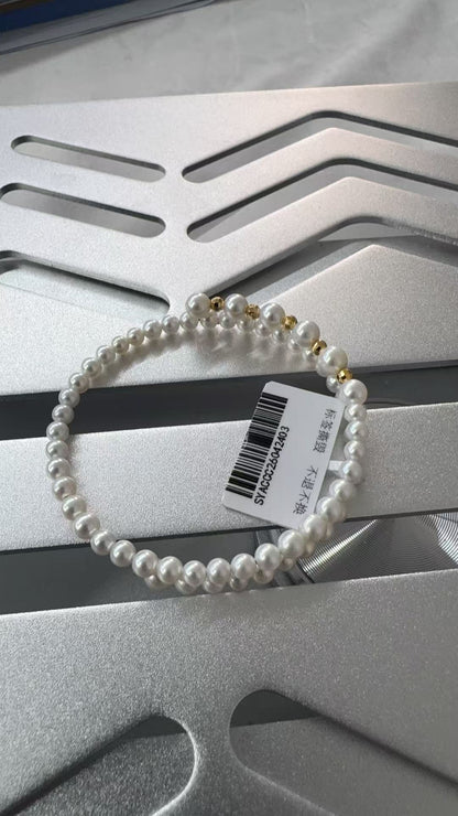 S925 Silver - Freshwater Pearl Double-Loop Bracelet | 4–5mm AAAA Grade